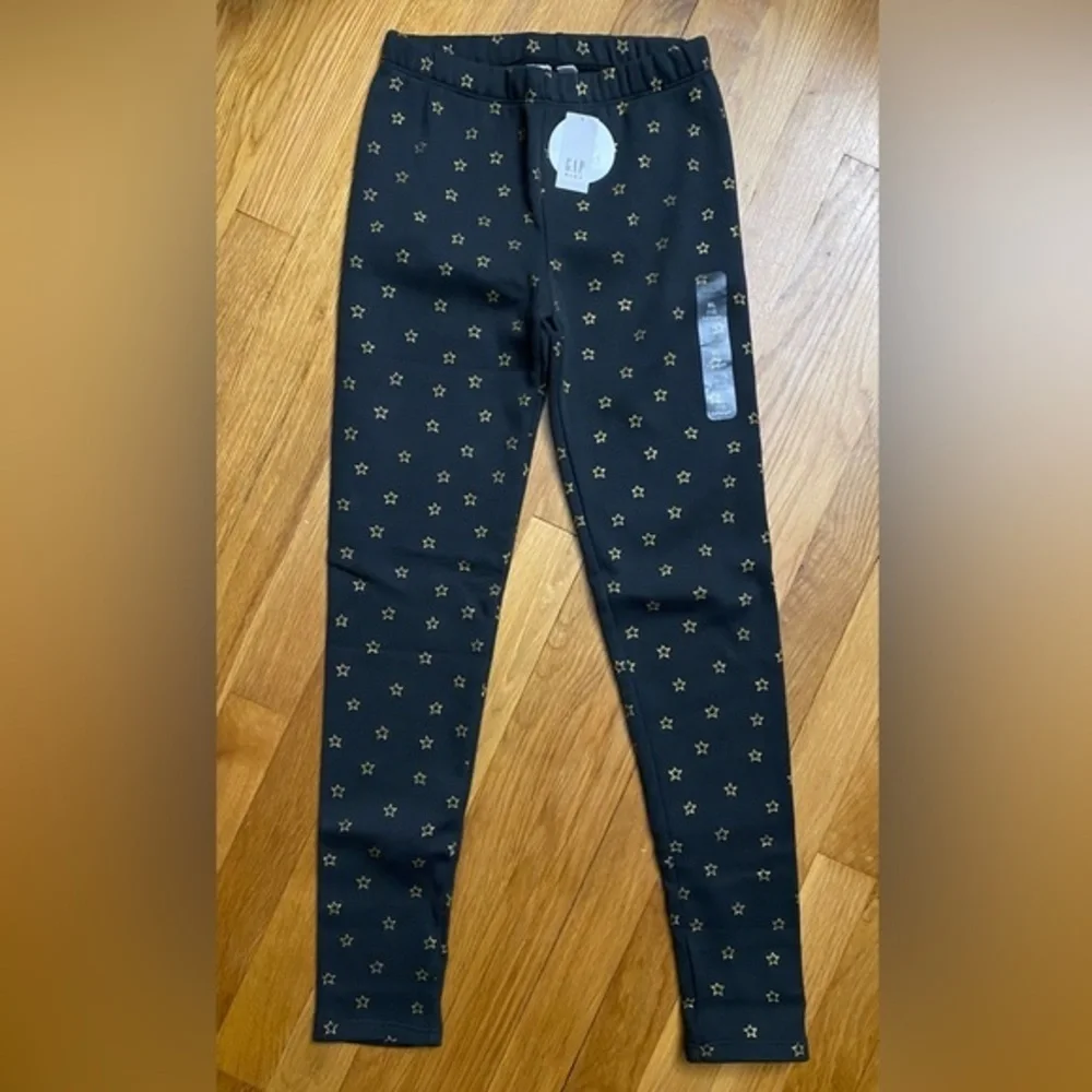 NWT Gap Kids Cozy Lined Black Pants Gold Stars Size XL (12)